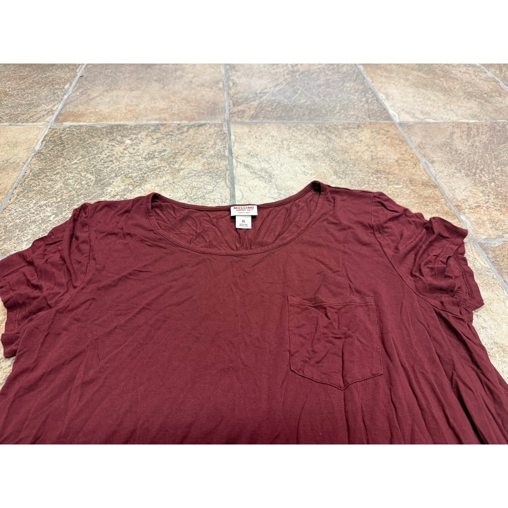 Mossimo Supply Co Womens Burgundy Short Sleeve Pocket T-Shirt Swing Dress XL